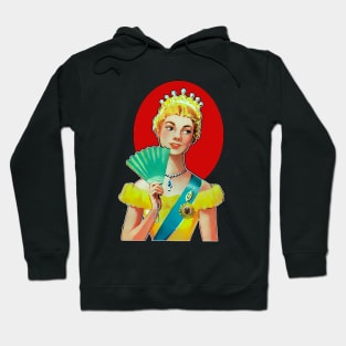 Princess with crown and green fan Hoodie